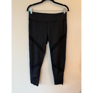 Betsey Johnson Performance Mid Rise Give Get Mesh Leggings Black Women's Size L